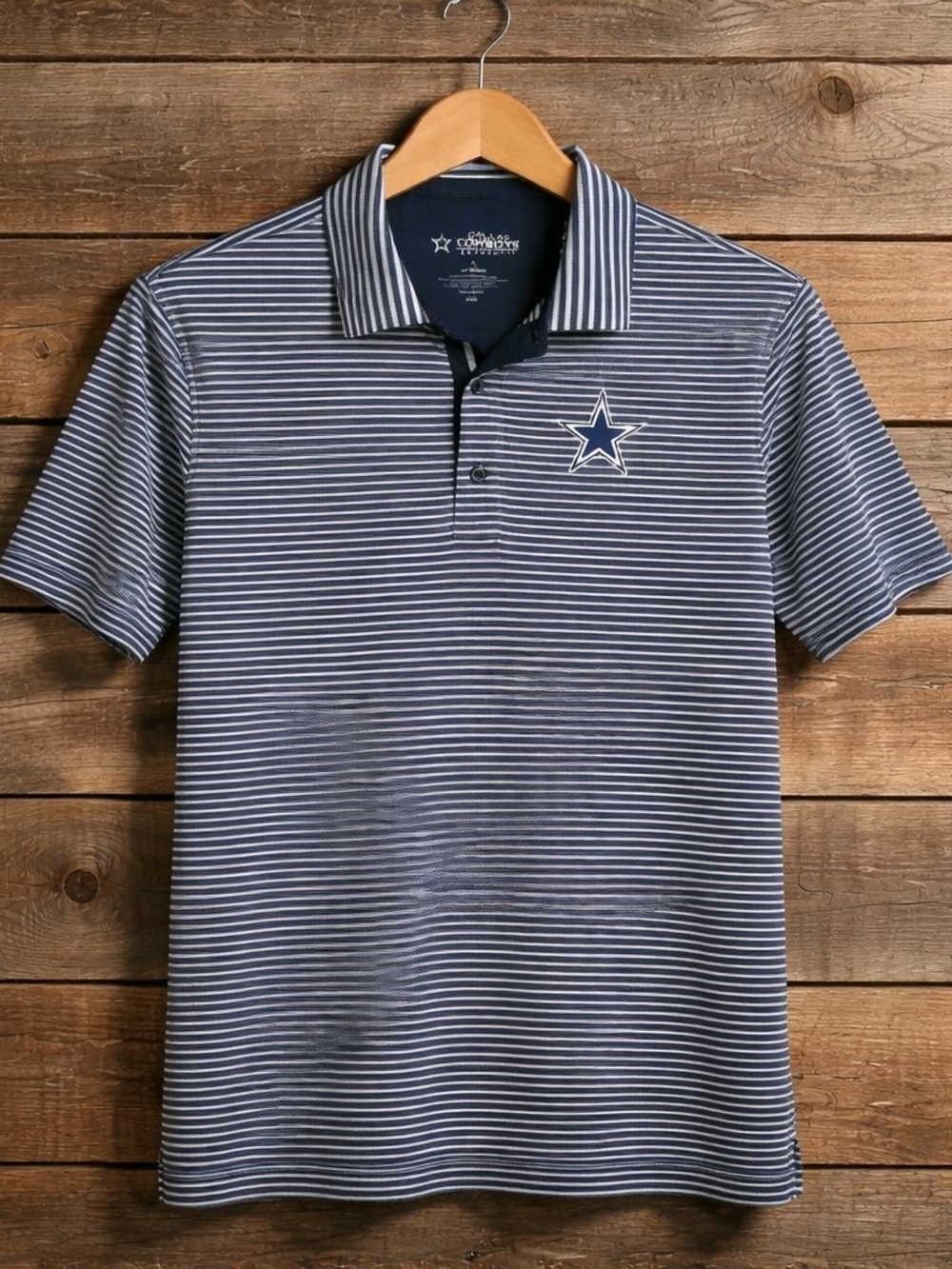 NFL Men's Navy & White Striped Polo with Star Logo